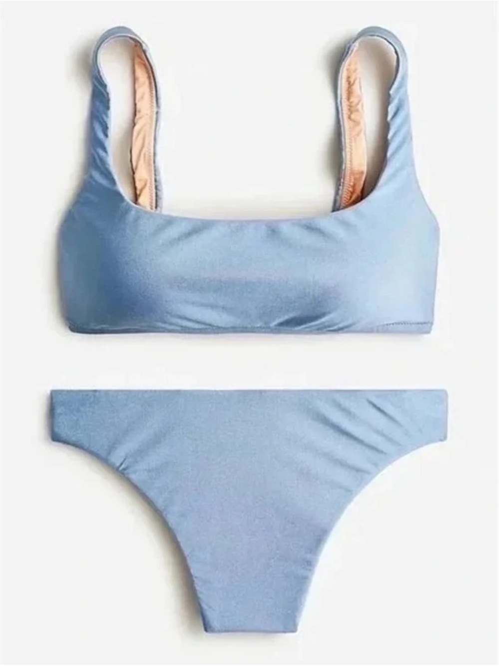 J. Crew | Plus Size Shiny Squareneck Bikini Top + Bikini Bottom Liquid Riva